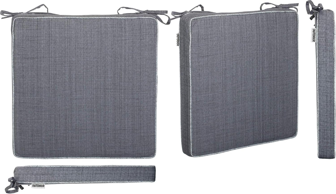 Brandsseller Outdoor Garten Sitzkissen Auflagen Kissen mit Paspel - Leinenoptik Uni - Schmutz- und W