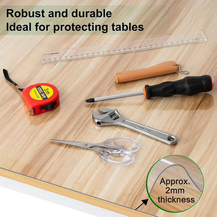 WOLTU Tischdecke 2 mm Wasserdicht Transparent | Durchsichtige Tischfolie aus PVC | Rechteckiger Tisc