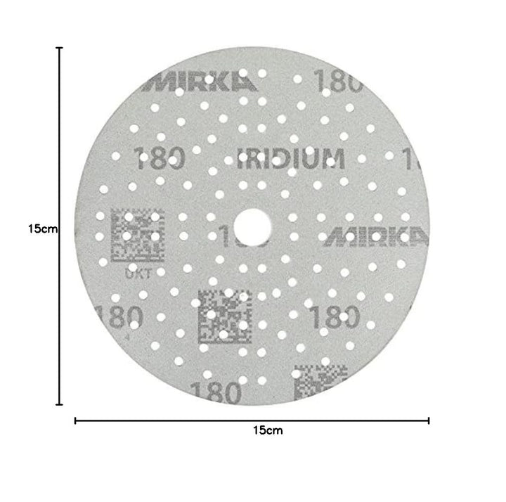 100x MIRKA Haftschleifscheibe IRIDIUM Grip 121L 150mm K.180 f.HO/Metall/Lack/Ku. Korn P180, Korn P18