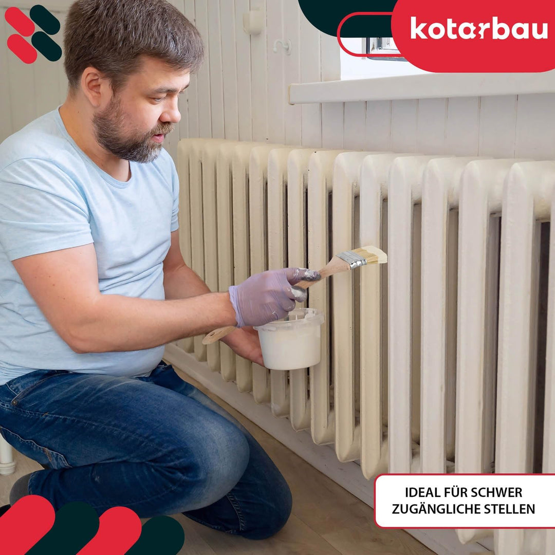 KOTARBAU® 10er Set Heizkörperpinsel 76 mm Winkelpinsel Lasurpinsel Lackierpinsel Malerpinsel Holzpin
