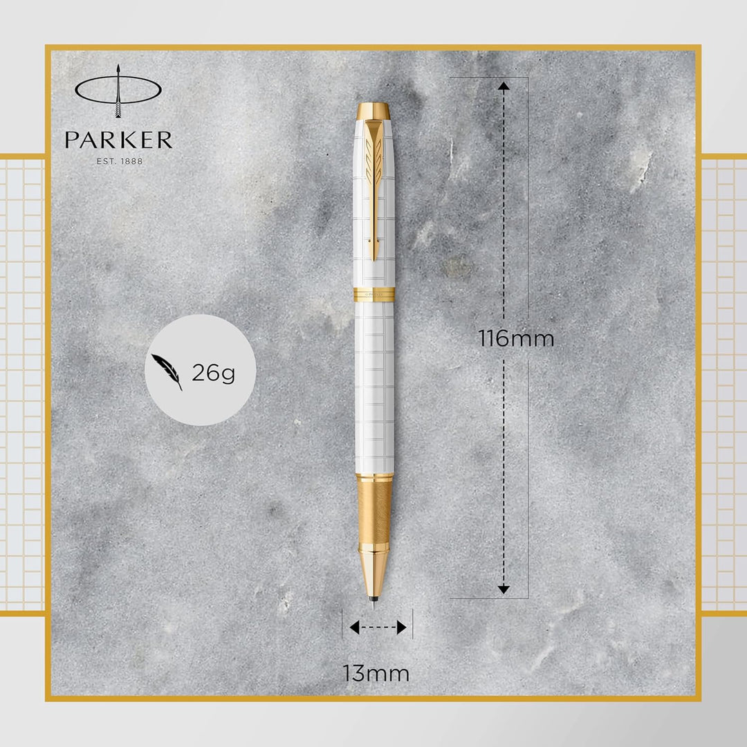 Parker IM Rollerball Tintenroller | Perlfarbene Premium-Lackierung mit goldenen Zierteilen | Feine S