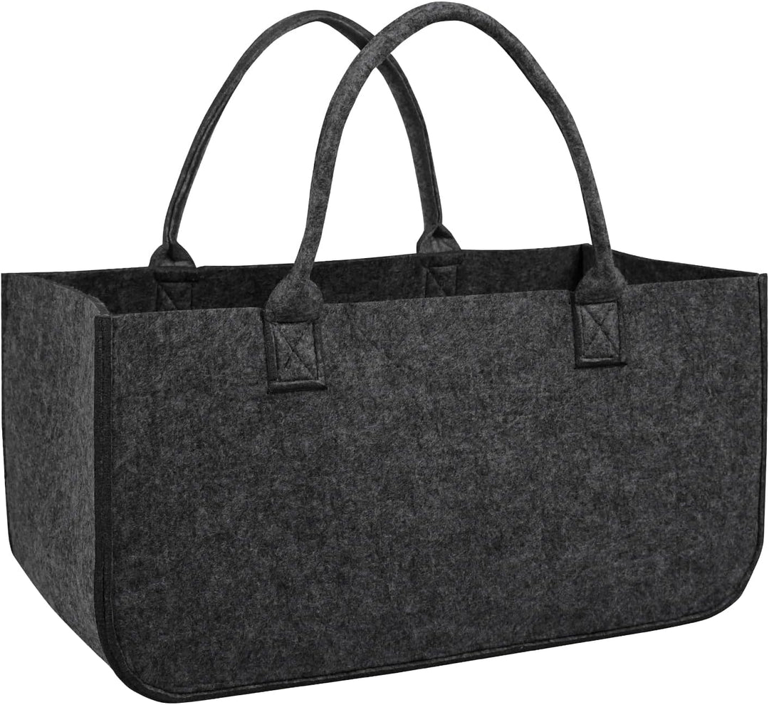 UISEBRT 4 Stück Kaminholztasche Filz, Filztaschen Shopper mit Tragegriffen, Kaminholzkorb Filztasche