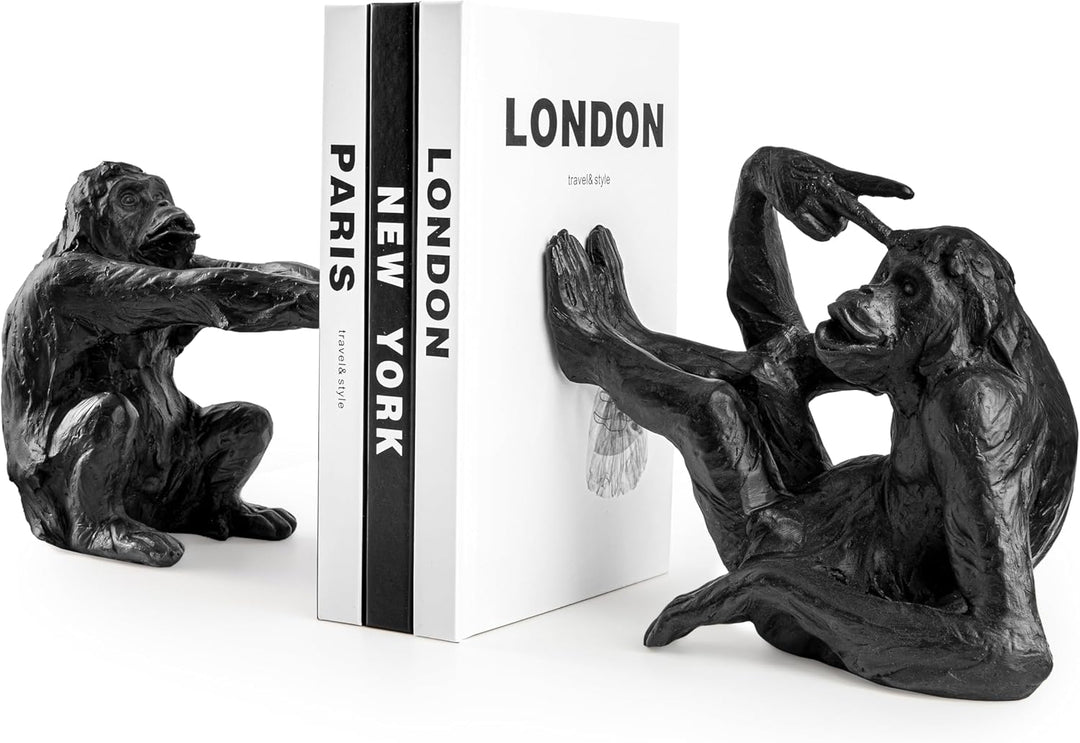 Buchstützen Affen dekorative Affen Buchstütze aus Kunststein (Polyresin) Bookend ist 2,5 KG schwer,