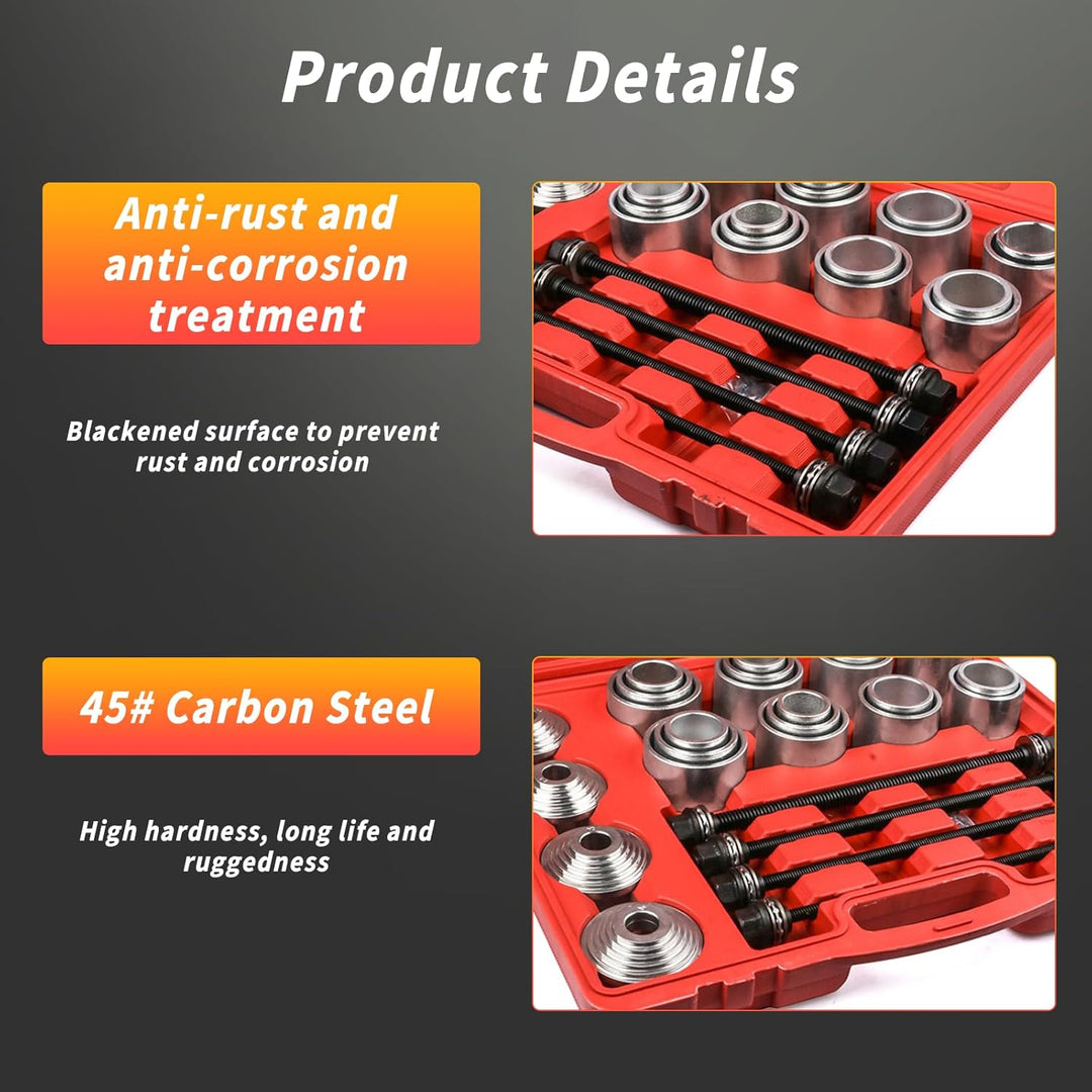 28tlg Silentlager Abzieher Werkzeug Satz Universeller Montage u.Demontage von Lagern am KFZ Gummibuc