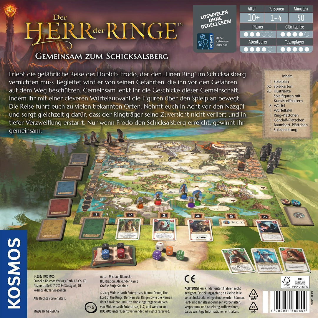 KOSMOS 682804 Der Herr der Ringe - Gemeinsam zum Schicksalsberg, kooperatives Familienspiel, für 1-4