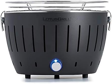 LotusGrill S Small Kompakt Anthrazitgrau der raucharme Holzkohle-/Tischgrill Stromversorgung via USB