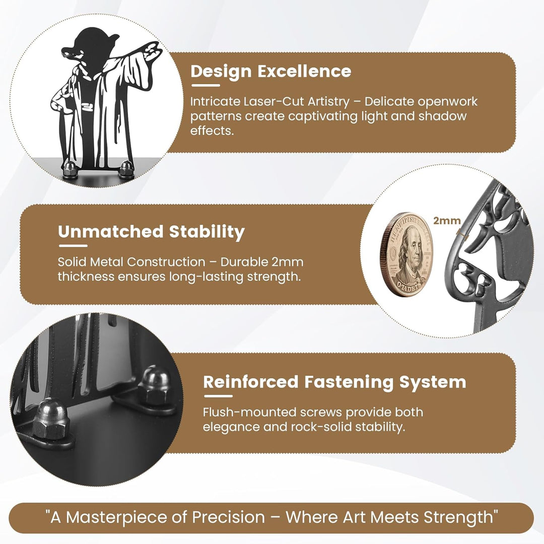 Unleash The Force with Master Yoda Metal Bookends: Double-Sided Yoda Design, a Unique and Thoughtful