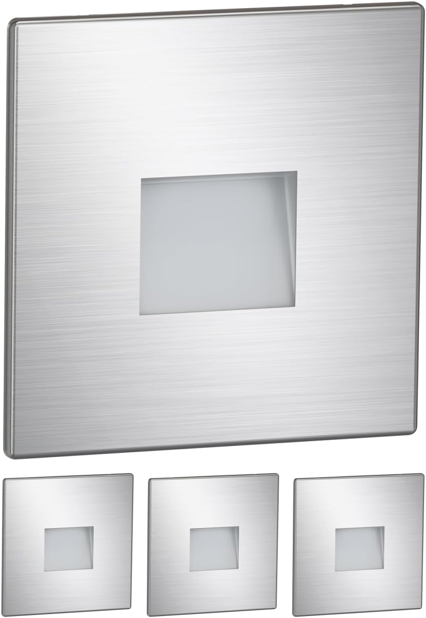 ledscom.de LED Treppenlicht/Treppenbeleuchtung FOW für innen und aussen, Downlight, eckig, edelstahl