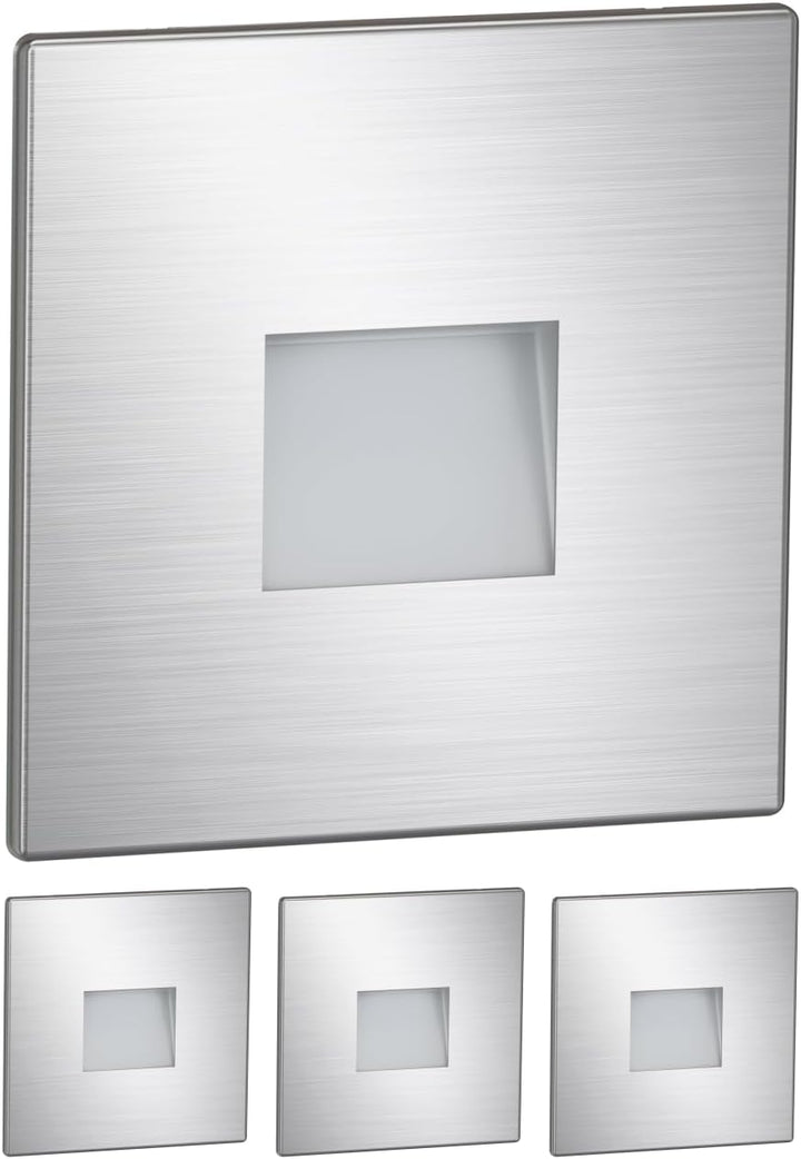 ledscom.de LED Treppenlicht/Treppenbeleuchtung FOW für innen und aussen, Downlight, eckig, edelstahl