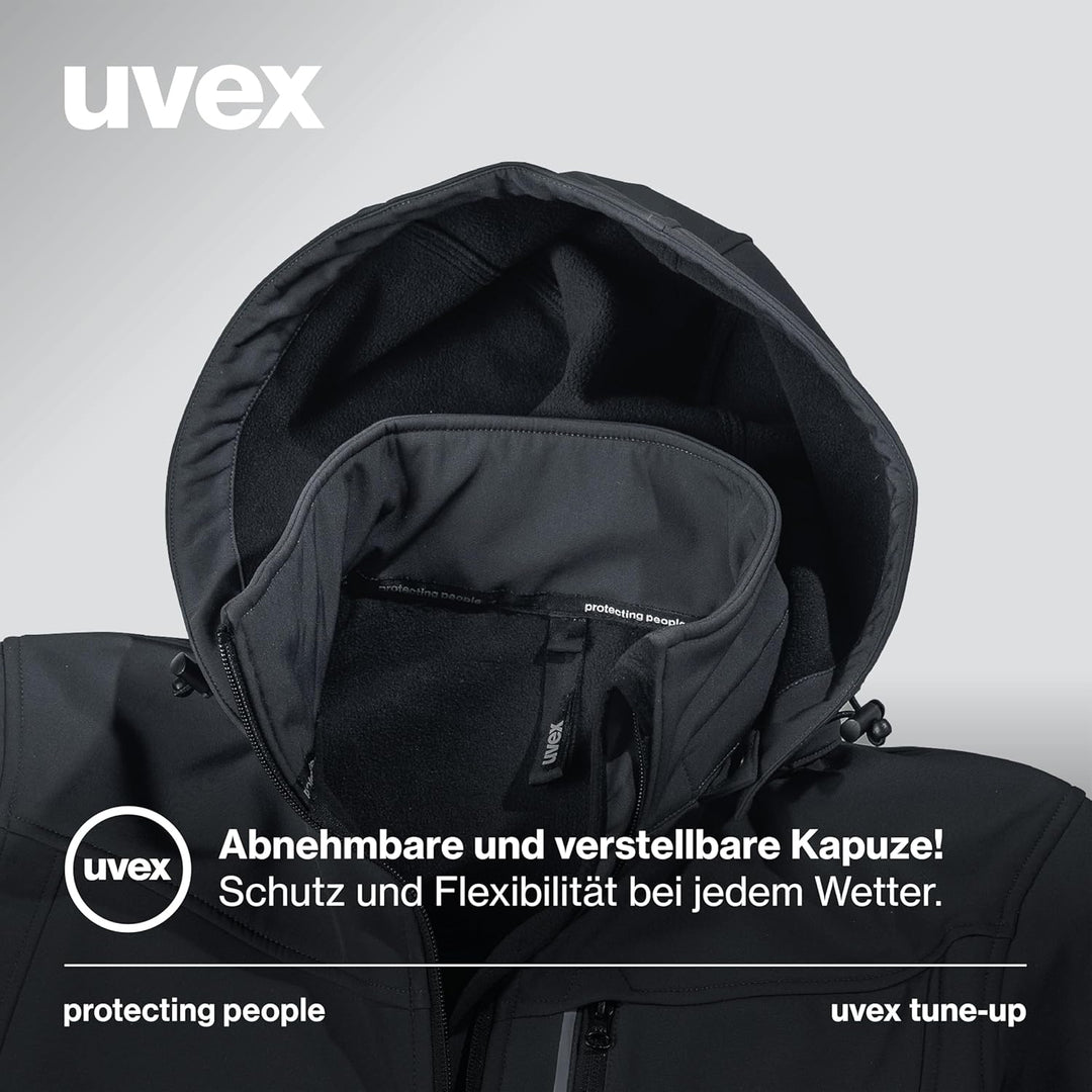 uvex tune-up Softshell-Arbeitsjacke für Damen - Wasserabweisende Outdoorjacke M Schwarz, M Schwarz