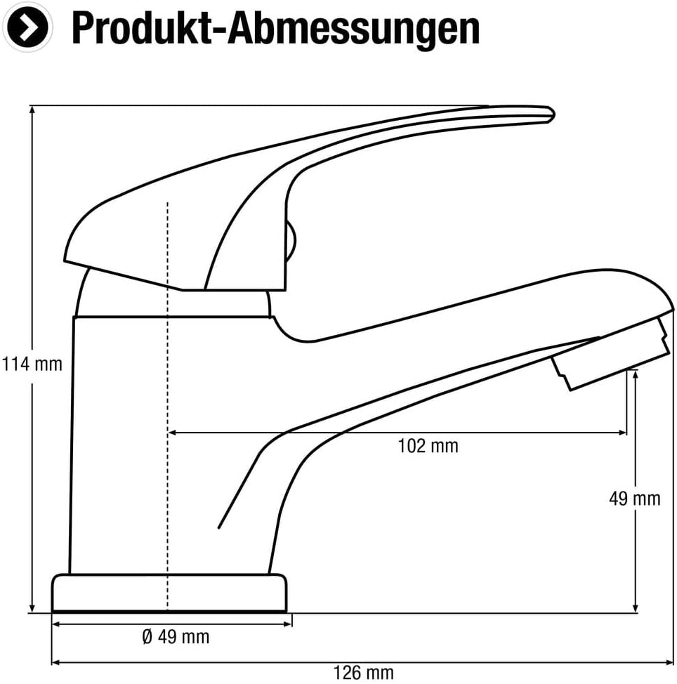 Cornat Waschtisch-Einhebelarmatur "Leon" - Verchromter Messingkörper - Niedrige Auslaufhöhe - Mit Ab
