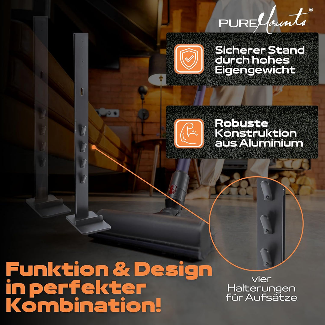 PureMounts PM-VAC-00, Staubsauger Standfuss Organizer für Dyson V6 Pro, V7, V8, Cyclone Fluffy/Absol