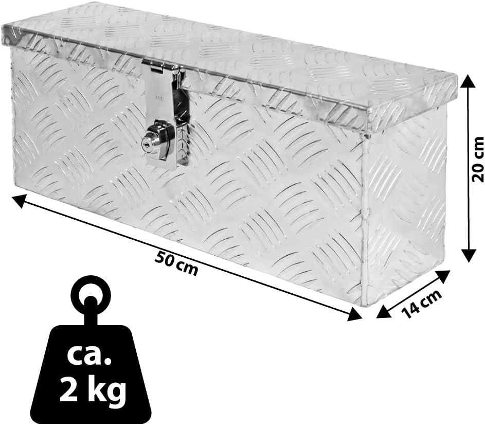 Trucky Truckbox, Deichselbox Aluminium, Anhängerbox 15 Grössen, Werkzeugkiste mit Schloss und Schlüs