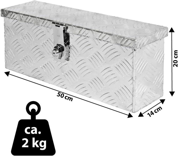 Trucky Truckbox, Deichselbox Aluminium, Anhängerbox 15 Grössen, Werkzeugkiste mit Schloss und Schlüs