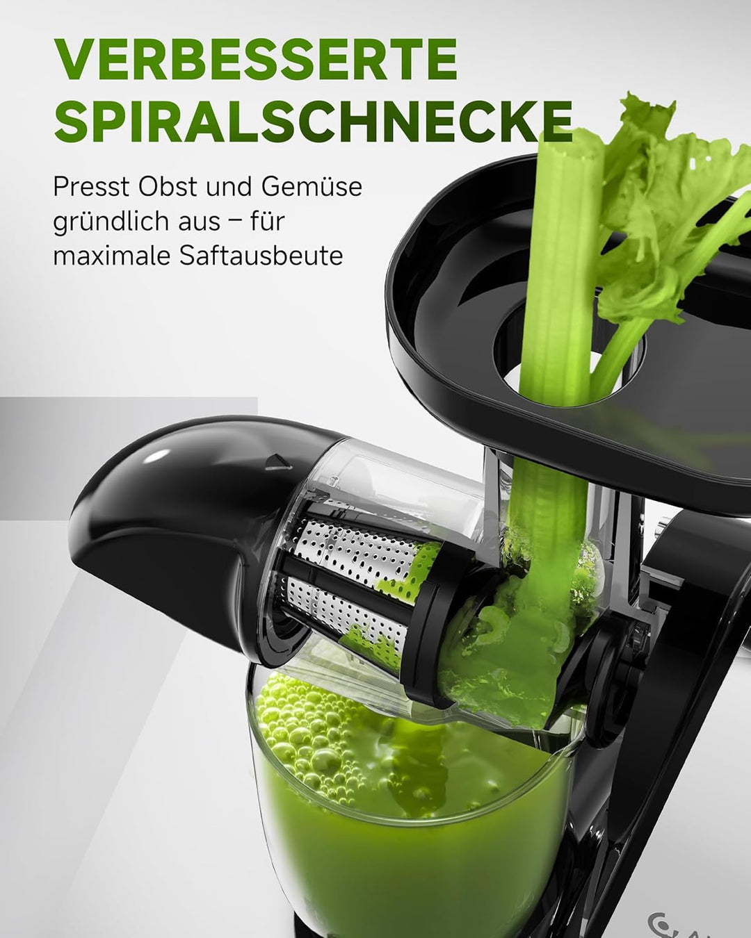 AMZCHEF Entsafter Gemüse und Obst Testsieger - Entsafter Slow Juicer mit Rückwärts-Kau-Funktion - Za