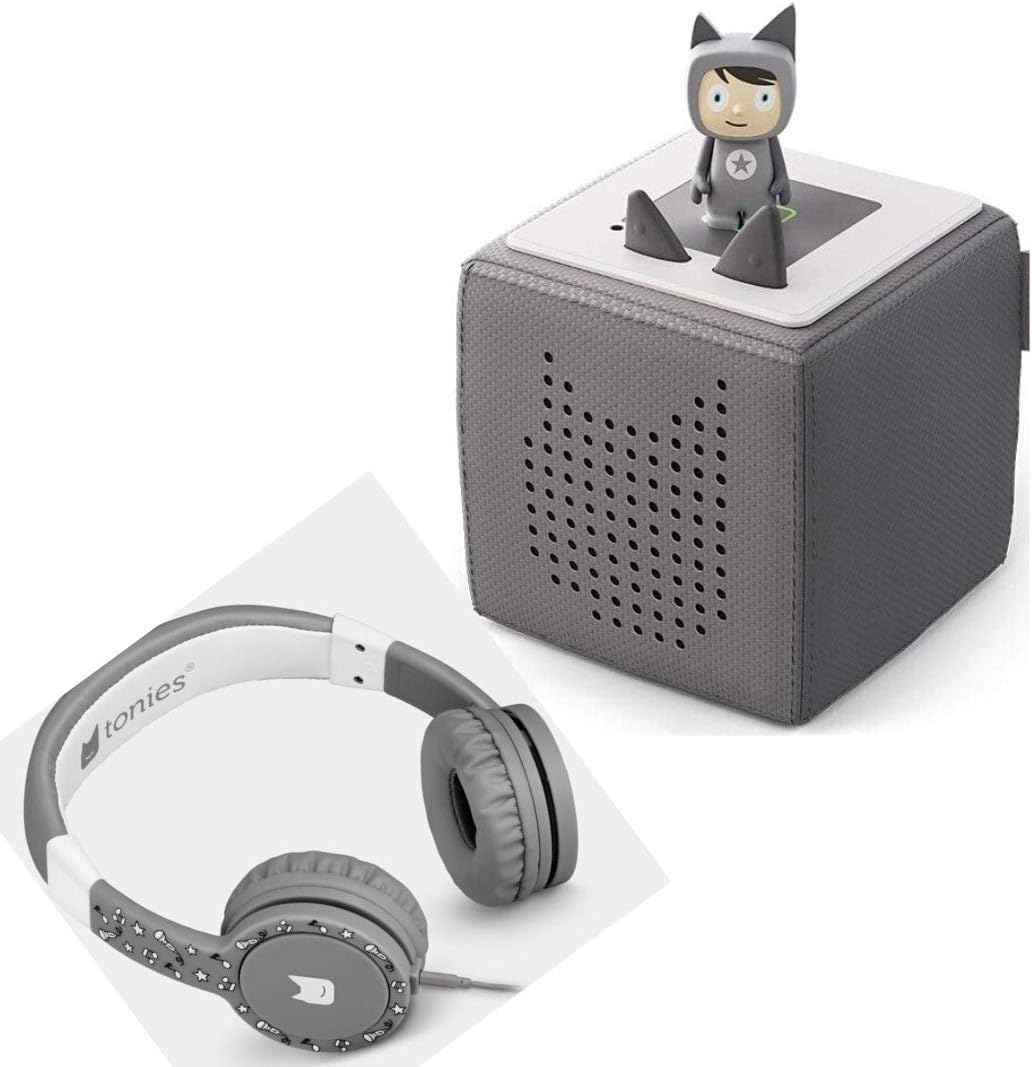 tonies Boxine Toniebox Starterset Anthrazit mit Kreativtonie + Kinderkopfhörer Lauscher
