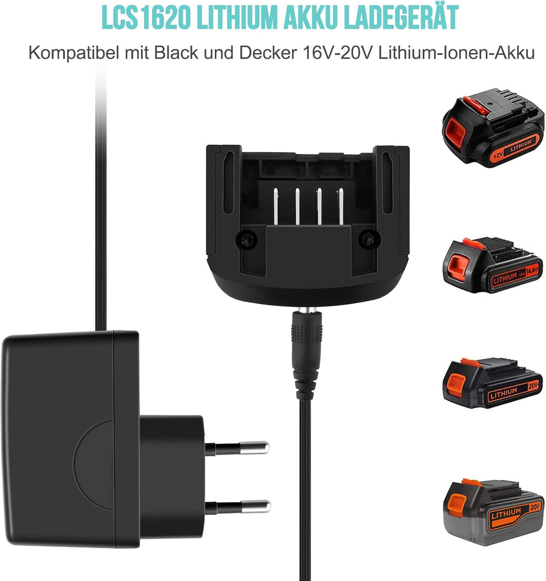 ADVTRONICS 18V/20V Ladegerät Kompatibel mit Black & Decker 18V/20V Lithium-Akku BL2018 BL2018-XJ BL1