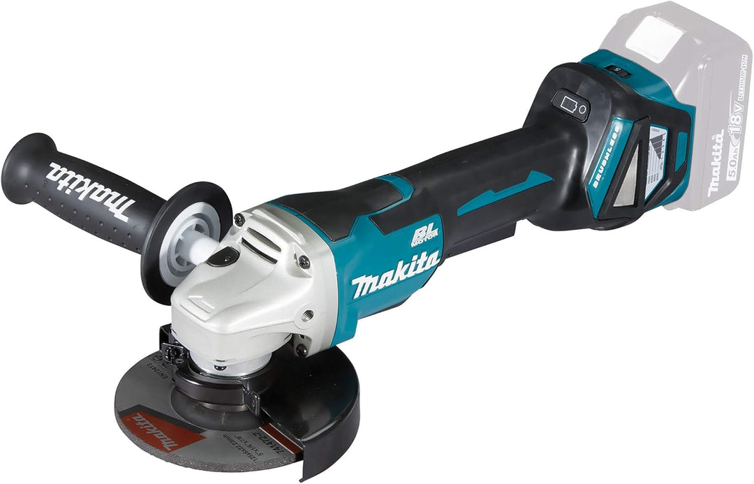 Makita DGA515Z Akku-Winkelschleifer 18 V mit Paddleschalter (ohne Akku, ohne Ladegerät), Pfauenblau