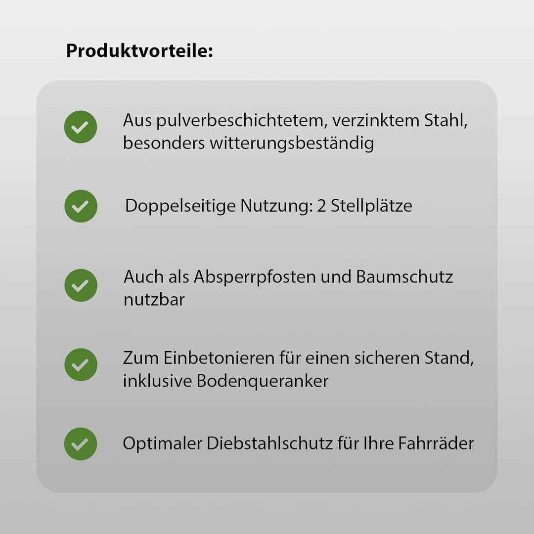 TRUTZHOLM Fahrradanlehnbügel 118x56cm aus verzinktem Stahl zum Einbetonieren Anthrazit Fahrradstände