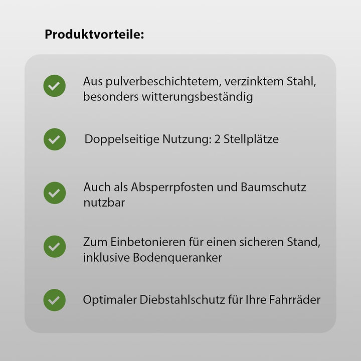 TRUTZHOLM Fahrradanlehnbügel 118x56cm aus verzinktem Stahl zum Einbetonieren Anthrazit Fahrradstände