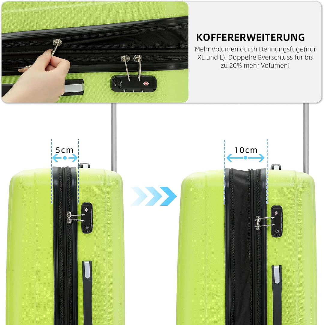 BEIBYE TSA-Schloss 2080 Hangepäck Zwillingsrollen neu Reisekoffer Koffer Trolley Hartschale Set-XL-L