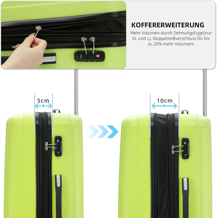 BEIBYE TSA-Schloss 2080 Hangepäck Zwillingsrollen neu Reisekoffer Koffer Trolley Hartschale Set-XL-L
