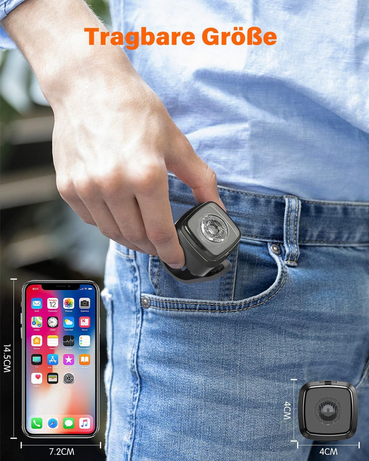Akdomart LED Fahrradlicht Vorne, Fahrradlicht USB Aufladbar mit 600mAh Akku, Fahrradbeleuchtung StVz