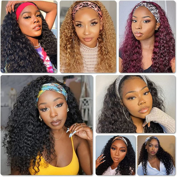 Stirnband Perücke Human Hair Deep Curly Stirnband Perücken Human Hair Leimlose für schwarze Frauen15
