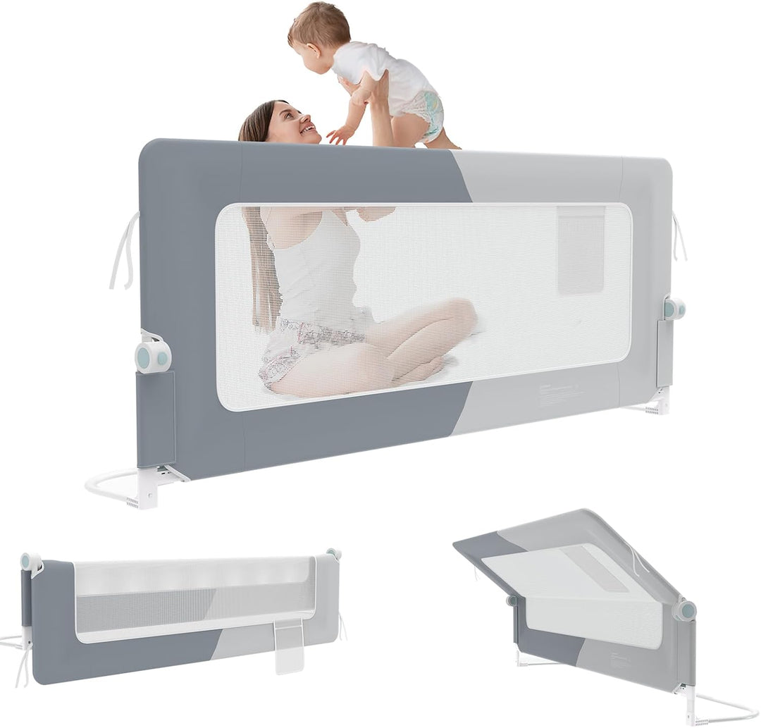 UISEBRT Bettgitter 150cm Bettschutzgitter Klappbar für Kleinkinder, Rausfallschutz Höhenverstellbar