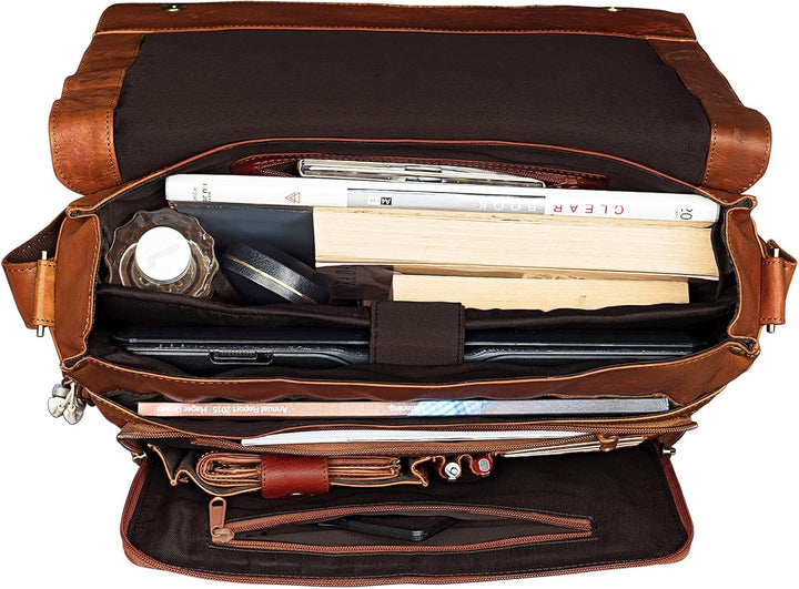 STILORD 'Rick' Schultertasche Leder für 15,6 Zoll Laptop Umhängetasche Aktentasche Bürotasche Unitas