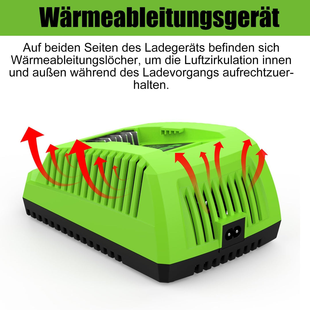 ENERGUP G40C 40V Ersatzladegerät für Greenworks 40V Ladegerät für Greenworks 40V Akkus 29252 20202 2