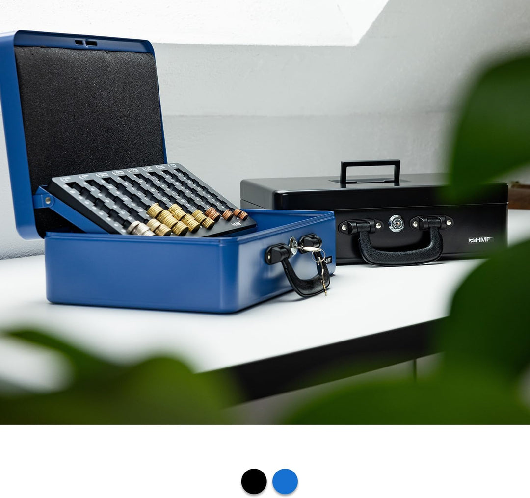 HMF 22037-02 Geldkassette Geldzählkassette 2 Tragegriffe, 36 x 25 x 11 cm, schwarz, Schwarz