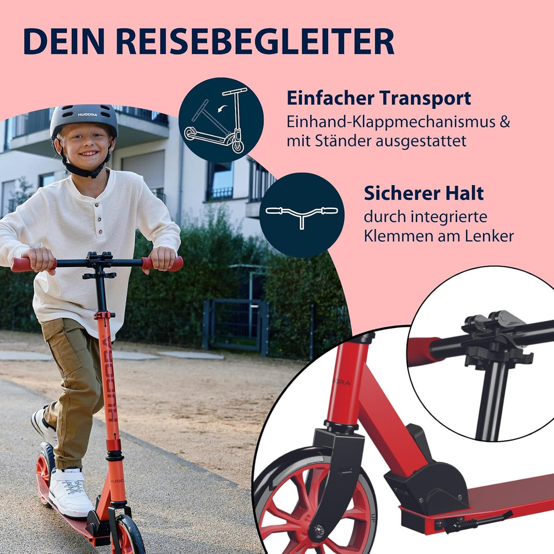 HUDORA Scooter Up 200 - Geräuscharmer Aluminium-Roller für bis zu 100kg - Höhenverstellbarer & zusam