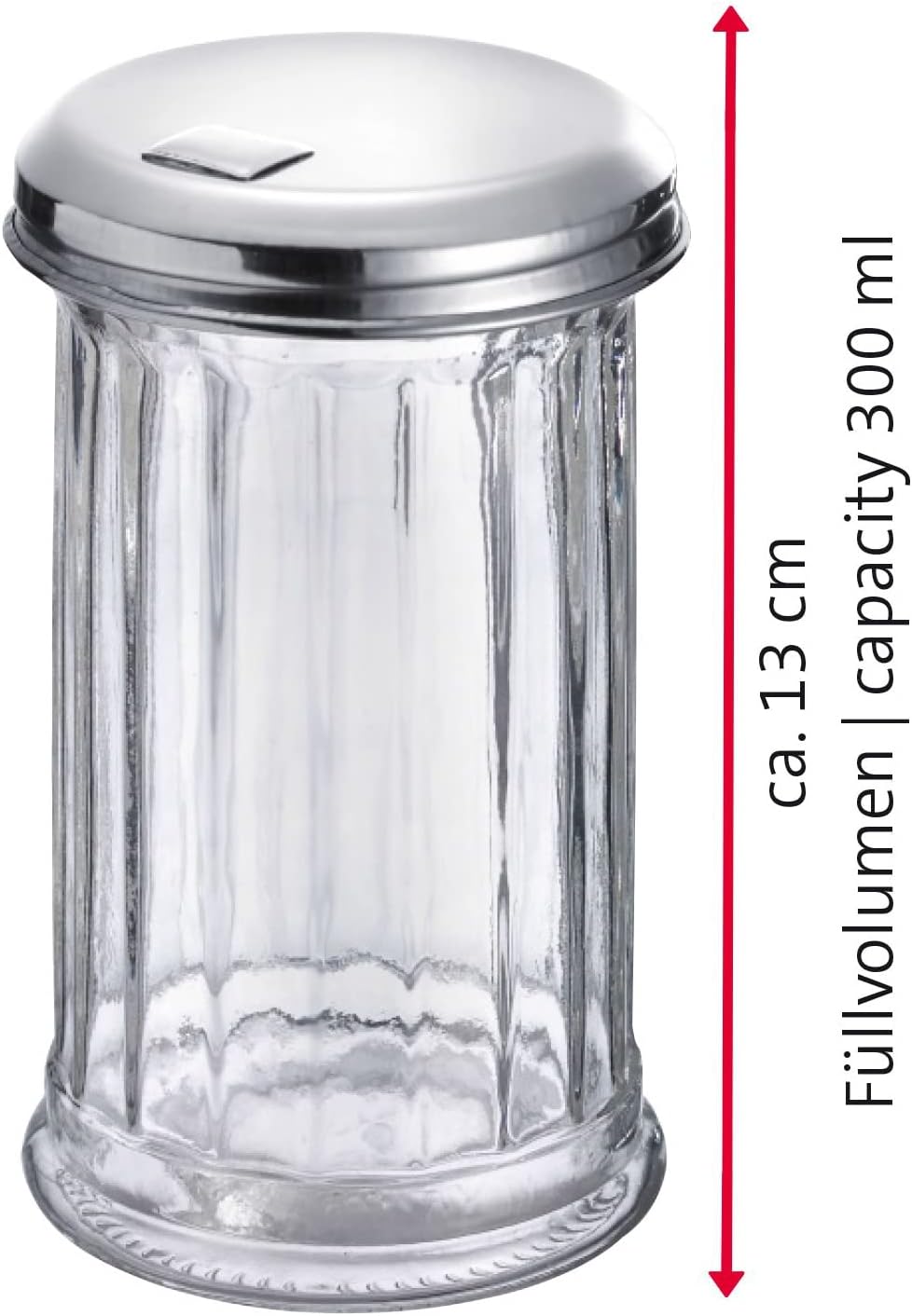 Westmark Zuckerstreuer, 6 Stück, Fassungsvermögen: je 300 ml, Glas/Rostfreier Edelstahl, New York, S