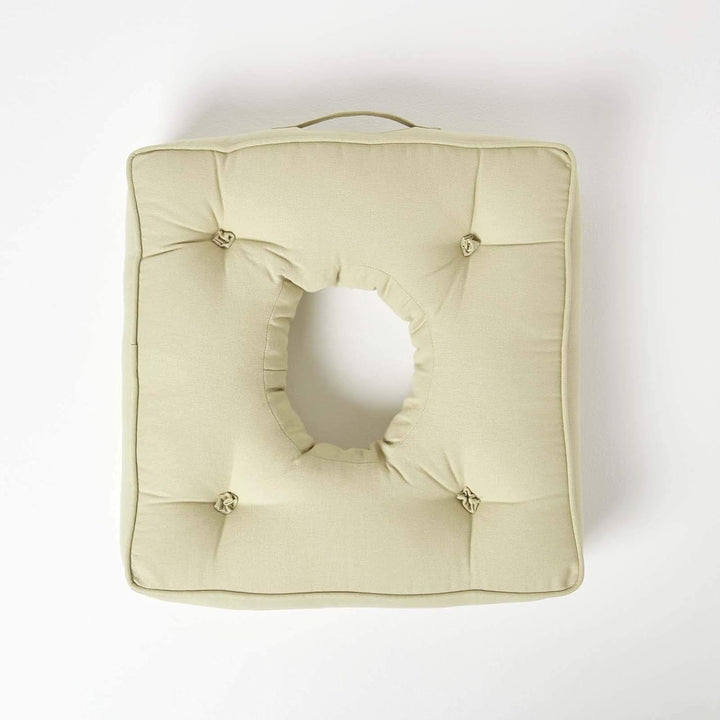 Homescapes Entlastungs-Kissen lindgrün 50x50 cm, orthopädisches Sitzkissen mit Aussparung, Lochkisse