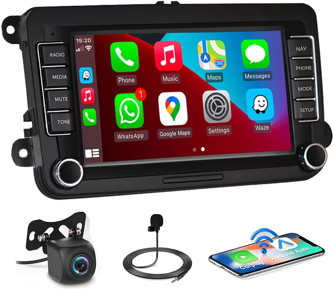 Android Wireless Carplay Autoradio mit Navi für VW Golf 5 6 Polo Passat, 7 Zoll Touch Display Radio