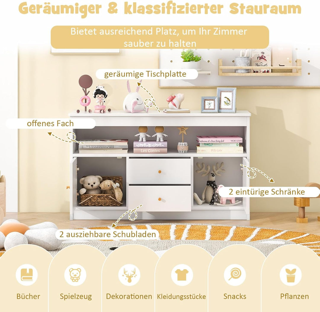 DREAMADE Kinderregal, Spielzeugschrank mit 3 Schubladen, Kinderzimmer Aufbewahrung Spielzeug Organiz