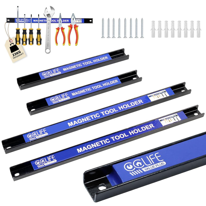 CCLIFE 4tlg Magnetleiste Werkzeug 37cm & 23cm MAX 52KG Magnetschiene Magnetisch Werkzeugleiste für W