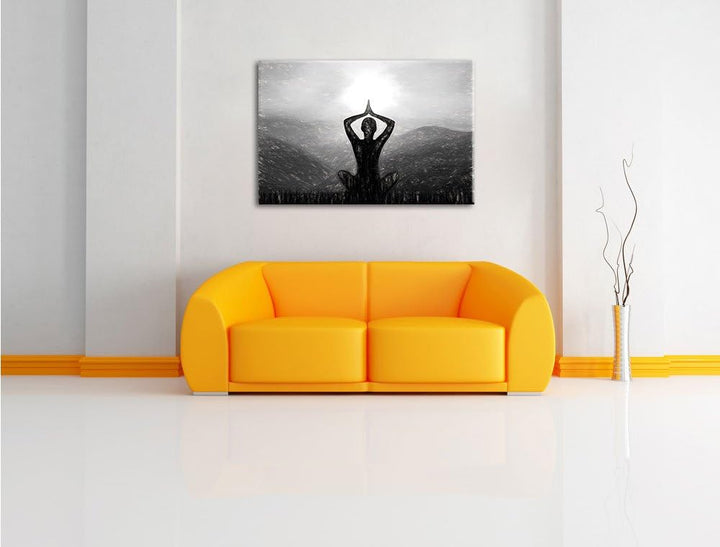 Pixxprint Yoga und Meditation als Leinwandbild/Grösse: 100x70 / Wandbild/Kunstdruck/fertig bespannt,