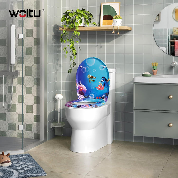 WOLTU WC Sitz mit Absenkautomatik,Toilettensitz Motiv,Klodeckel mit Quick-Release-Funktion und Antib