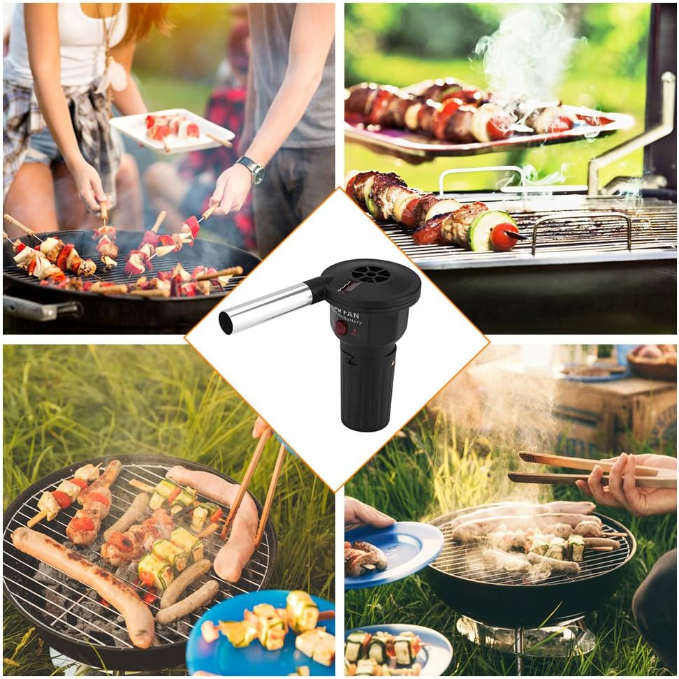 Fdit Elektrisches Gebläse für BBQ-Grill, leistungsstark, geräuscharm, Luftventilator für Picknick