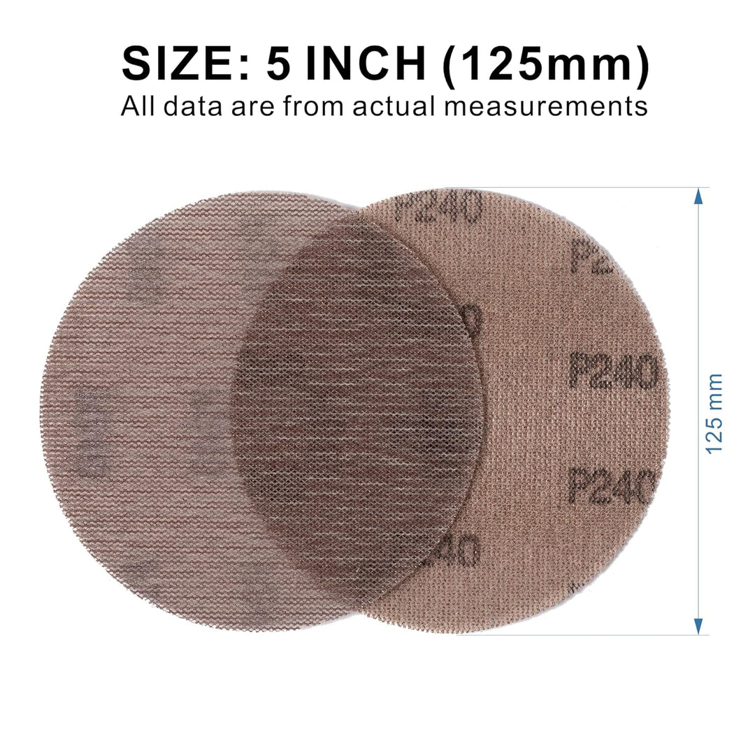 UPWOOD Schleifgitter 50 Stück 125mm Klett Körnung 240, Zum staubfreien Schleifen von Karosserie, Hol