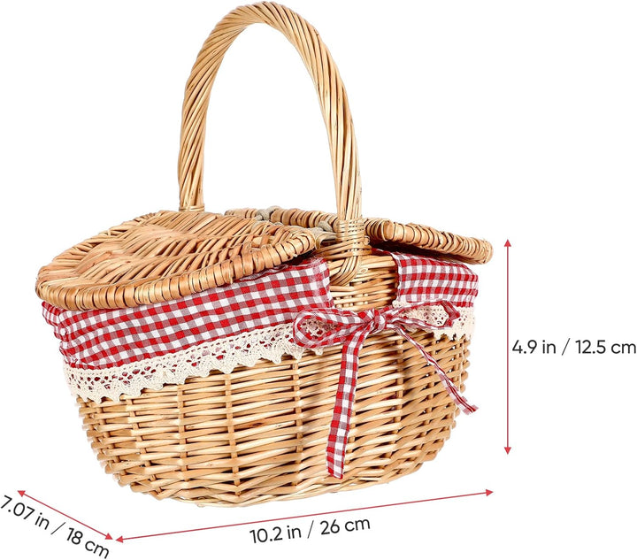 MAGICLULU 1 Stück Weiden-Picknickkorb Mit Einlage Picknickkorb Im Landhausstil Mit Deckel Für Einkau