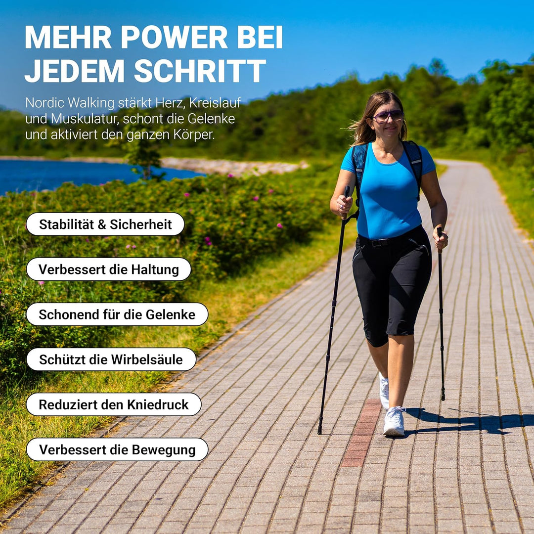 MSPORTS Nordic Walking Stöcke Premium - hochwertige Qualität - Superleicht - auswählbar mit Tragetas