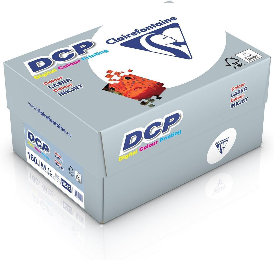 Clairefontaine Druckerpapier DCP in satiniertem Weiss / 4 x 250 Blatt in DIN A4 mit 160 Gramm / Prem