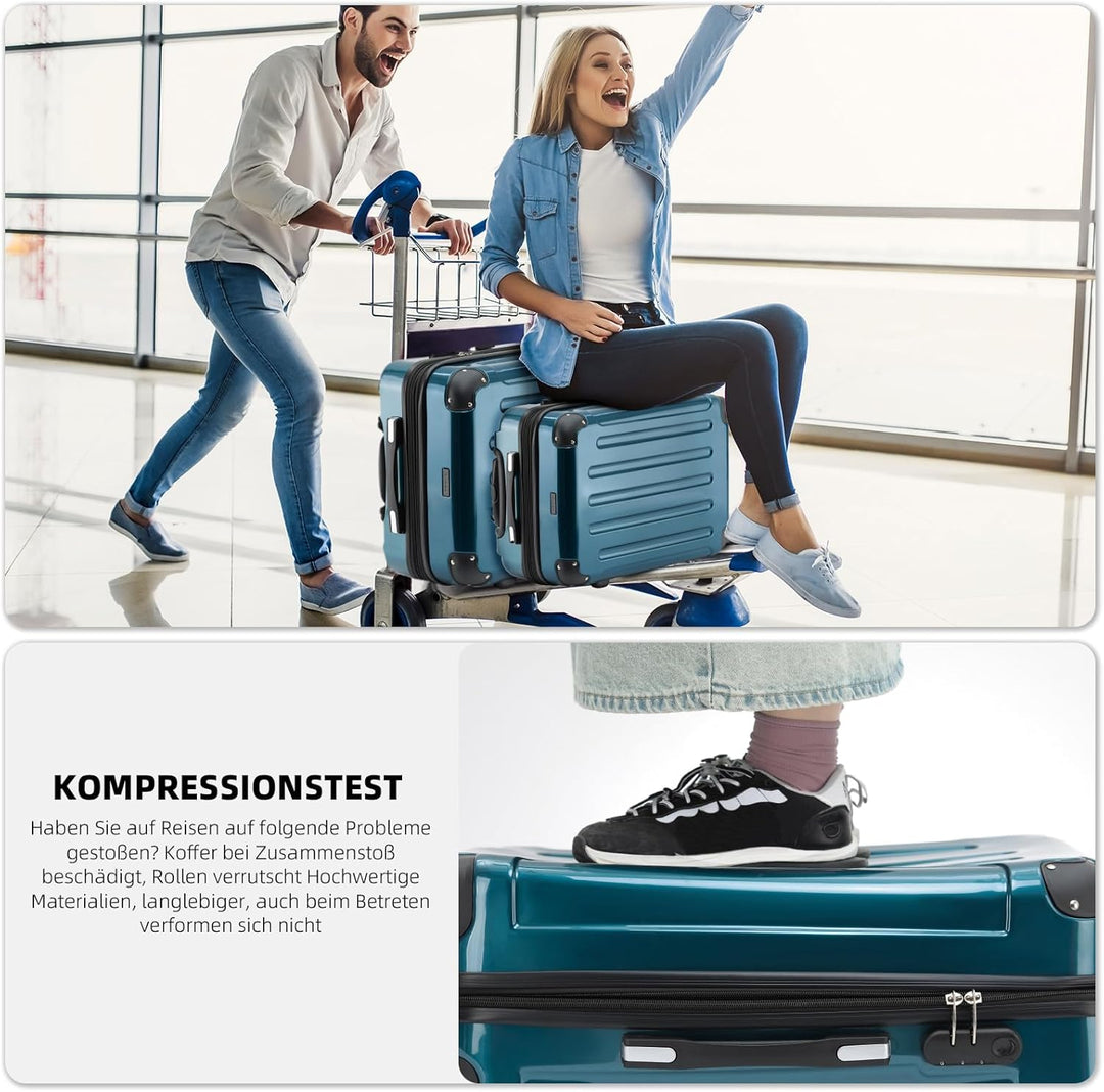 BEIBYE Zwillingsrollen 2048 Hartschale Trolley Koffer Reisekoffer in M-L-XL-Set in 17 Farben (Pale G