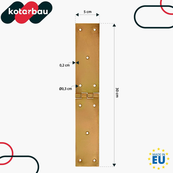 KOTARBAU® Kistenband 300 x 50 mm 10 St. Scharnier Gerollte Tischband Möbelscharnier Gelb Verzinkt To