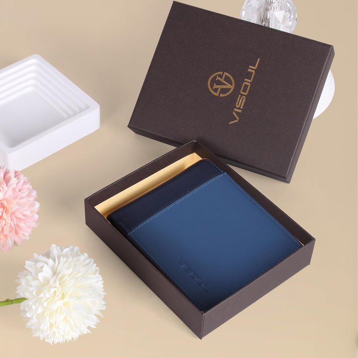 VISOUL Echt Leder Geldbörse Herren mit RFID Schutz Portemonnaie Gross mit Münzfach 8 Fächer Echtlede