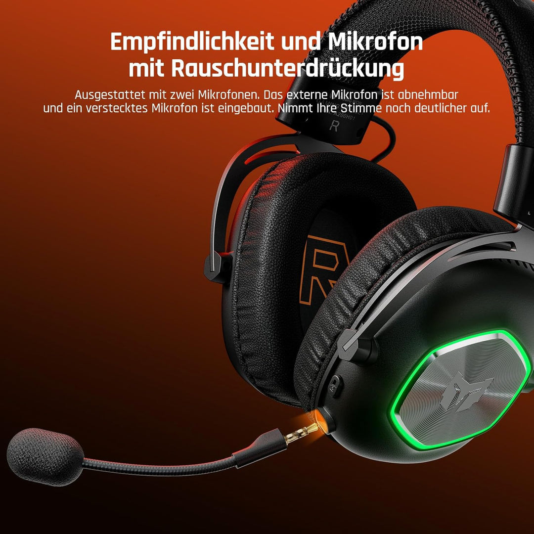 BIGBIG WON HALO PRO 2.4GHz Kabelloses Gaming-Headset für PC, PS, Switch, Bluetooth 5.3 Gaming-Kopfhö