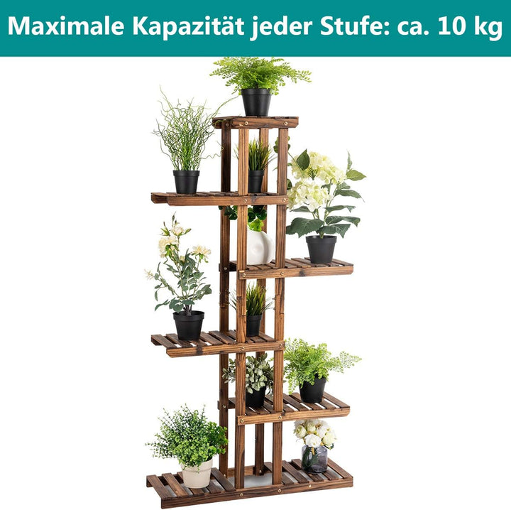 COSTWAY Pflanzenregal Blumenregal, Blumenständer Garten, Blumentreppe Holz, Pflanzentreppe mehrstöck